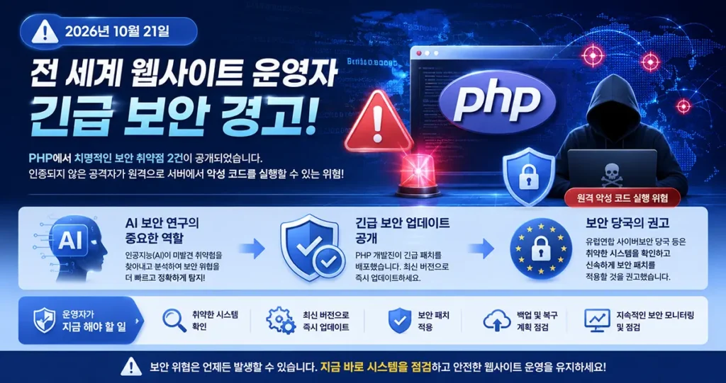 2026 PHP 긴급 보안 경고 - 이제 홈페이지는 어떻게 제작해야 할까?